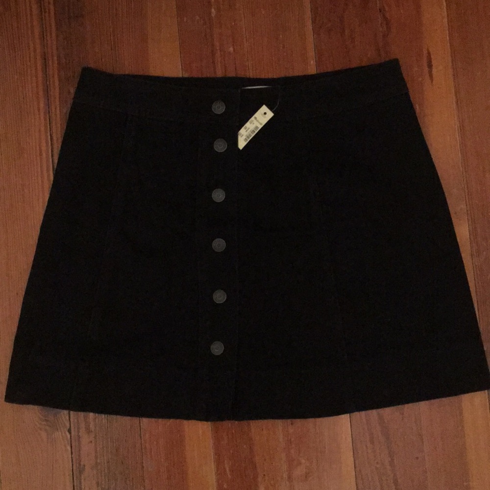 Madewell Button-Up Black Denim A-Line Skirt NWT